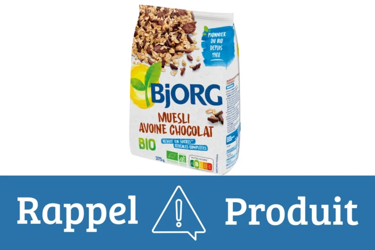 Rappel produit Muesli Avoine Chocolat de Bjorg