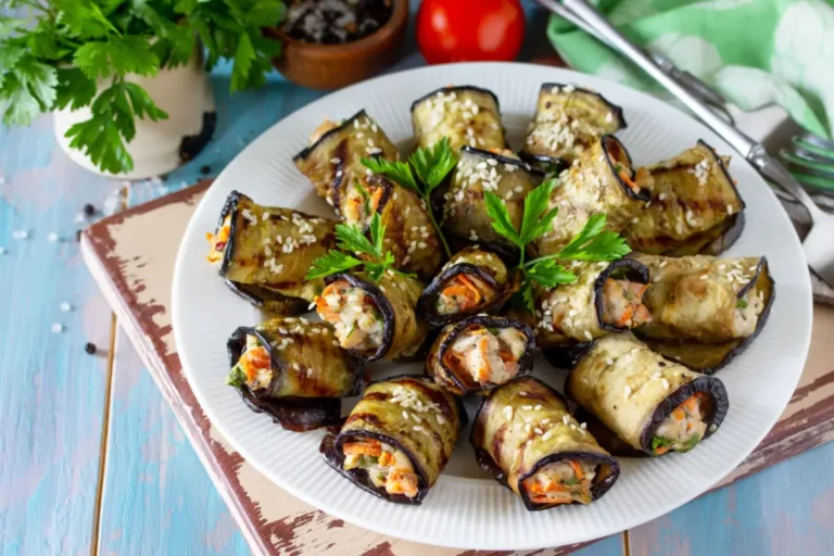 rouleaux d'aubergines au saumon fumé et ricotta