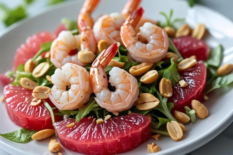 Salade Tonique aux Crevettes, Pamplemousse et Cacahuètes