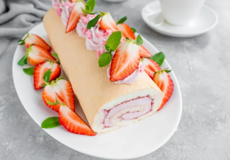 gâteau roulé aux fraises