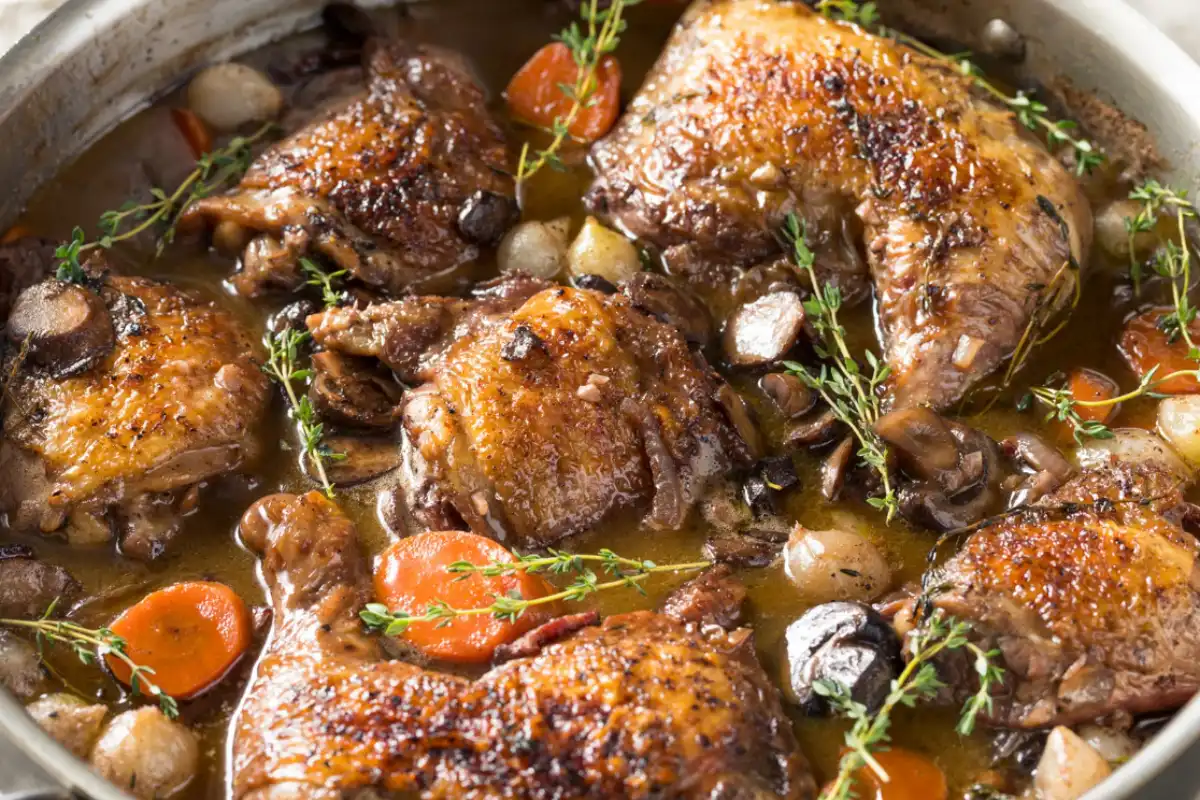 Coq au vin à l&#039;ancienne fondant et parfumé : le plat de terroir à faire le week-end